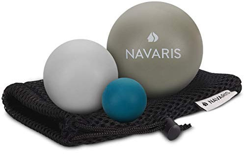 Navaris Massageball 3er Set Faszien Massage - Selbstmassage Gummi Faszienball Lacrosse Ball Trigger Point - Fuß Roller Triggerpunkte