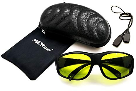 MCWlaser Gafas protectoras de seguridad láser Gafas 190-440 y 780-900nm, 900-1100nm, 10600nm Típico para 355nm 405nm 808nm 810nm 980nm 1064nm 1085nm 10600nm Tipo de absorción EP-17 Estilo 9