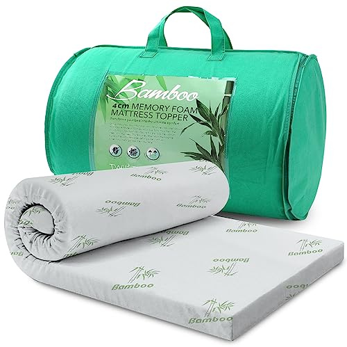 GC GAVENO CAVAILIA 4CM Bamboo Mattress Topper for Single Bed - 100% Polyester, Luxury Soft & Cosy Topper - Premium Quality, Anti-Allergenic & Breathable Warm Hypoallergenic Mattress Pad - White