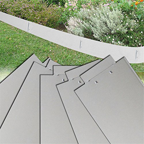 LZQ Rasenkante 50m x15cm Metall verzinkt Beeteinfassung Beetumrandung Mähkante Palisade Silber Spleißanordnung