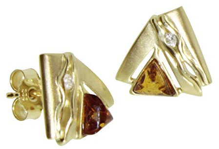 Ohrstecker - Benita - Gold 585/000 - Bernstein/Brillant