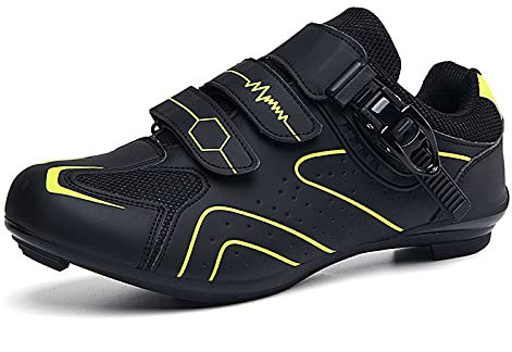 Herren Fahrradschuhe Damen Professionelle Rennradschuhe Kompatibel mit SPD und Look Delta Cleats Indoor Peloton Fahrradschuhe, Braun - schwarz / grün - Größe: 41/43 EU