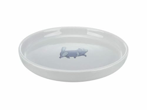 TRIXIE Napf, flach und breit, Katze, Keramik, 0,6 l/ø 23 cm, grau