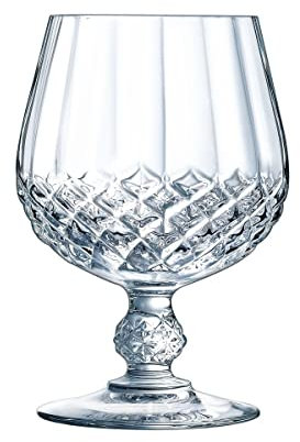 Cristal d'Arques Paris Longchamp Collection 6 Cognac Glasses 32 cl in Kwarx – Shine, Transparency and High Resistance – Iconic Mouldings – Made in France