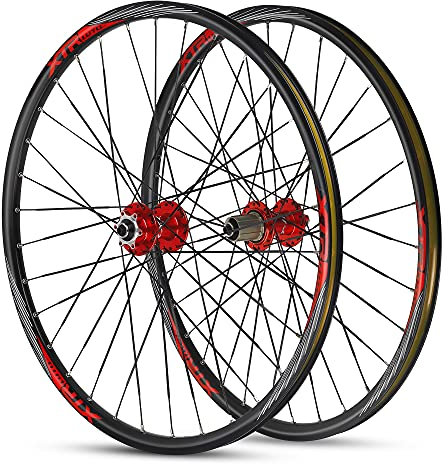 Generic Mountainbike-Laufradsatz QR Schnellspanner MTB-Räder 26 Fahrradfelge 32H Kassette Scheibenbremsnabe für 7/8/9/10/11 Geschwindigkeit 1998g (Size : 26