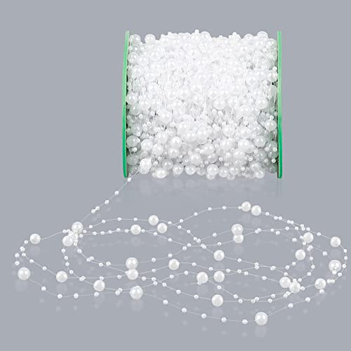 Sterneer Ghirlanda di Perle, 60 Metri Catena di Perle Artificiale Ghirlanda Fili Perline, Nastro di Perle, Ghirlanda di Perle Fatta a Mano Fai da Te per Matrimonio, Bouquet da Sposa, Decorazione