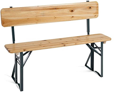 Stagecaptain BBB-119 Hirschgarten Bierzeltbank mit Lehne 119 cm 2X Set - 2 robuste, Kurze Bierbänke mit aufsteckbarer Lehne - Lackierte Oberfläche - Grün lackierte Stahlgestelle - Natur