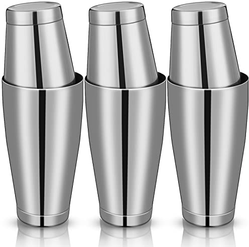Sabary 6 Pcs Cocktail Shakers Professional Bar Shaker Boston Set Stainless Steel Martini Drink Mixer Basic Tool Weighted Shake Metal Can Cocktail Shaker Set, 18 Oz, 28 oz (Silver)