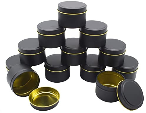 12 Piezas Tarros Redondos Velas, Tarros Metal Vacíos 4 oz para Velas, Dulces, Bricolaje, Artesanía, Joyería(50ml)