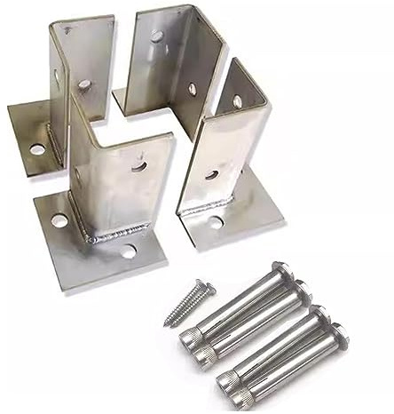Pfostenträger Aufschraubhülse Flexibler Pfostensockel Holz Auf Beton, Stabiler Edelstahl-Bügelanker Für Holzbriefkasten/ Terrassenzaun, Schützen Sie Pergola Deck Geländer Von Rasenmäher ( Color : 4 Pc