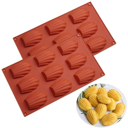2 Pièces Moule a Madeleine, Madeleine- Moule en Silicone à 9 Trous, Durable et Facile à Nettoyer Antiadhésifs Pâtisserie Plaque, Adapté à la Pâtisserie Maison