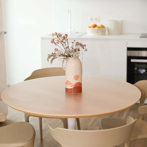 Profolio Tischfolie Rund & Leicht Transparent mit abgeschrägter V-Kante - Feinmattierte Tischdecke als Schutz ohne Luftblasen - Matte 2mm Folie für Ihren Tisch - 100cm Durchmesser - Größe Wählbar