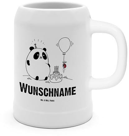 Mr. & Mrs. Panda Personalisierter Bierkrug Panda Geburtstag - Personalisierte Geschenke, Maßkrug Bedruckt Mit Namen, Henkel Und, Krug Namensgravur, 0
