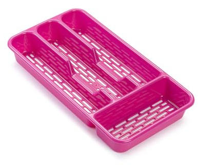 Genérico Pink Cutlery Organizer Drawer Cutlery Tray Organizer Drawers Kitchen for Spoons Forks Knives with 4 Compartments, 33 x 17 x 4 cm (Pink)