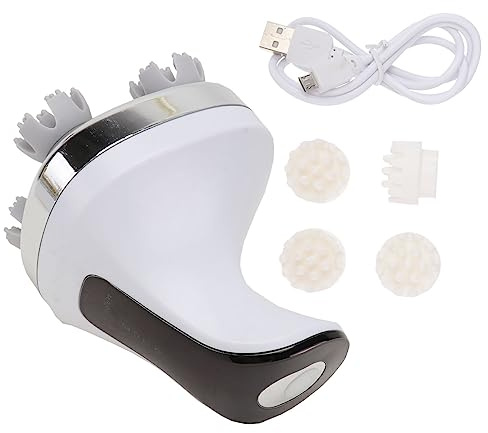 SEWOART 2sets Massaggiatore Testa Magnetico Usb Ricaricabile Wireless Capelluto Punta Batteria Integrata Prevenzione Caduta Capelli Crescita Testine Massaggianti Bianco