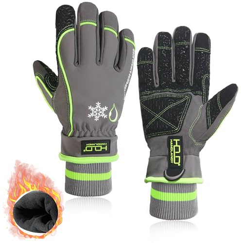HANDLANDY HLDD wasserdichte isolierte Arbeitshandschuhe, 3M Thinsulate Thermische Winterhandschuhe für Männer Touchscreen, Warme Ski- und Snowboard-Handschuhe für Kaltes Wetter