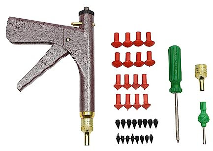 Qussse Kit de Réparation pour Pneu, Stoppeur de Pneu Tubeless pour Roue de Voiture, Outil de Réparation de Pneu sous Vide avec Connecteur pour de Nombreuses Voitures sans Chambre à Air