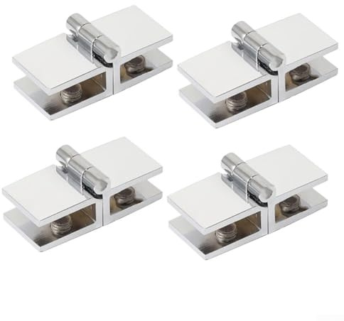 Dusch-Glastürscharniere, verstellbare Zinklegierung, 180 Grad, Glastür-Clip, Scharniere für 5–8 mm Glas, ohne Bohren, 54 x 24 x 15 mm, 4 Stück