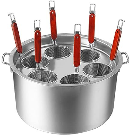 Cuoci Pasta Commerciale Set di inserti per cuocipasta in acciaio inox, cuocipasta a vapore con cestelli scolapasta, utensile da cucina multiuso per tagliatelle, pasta, gnocchi, 6 fori
