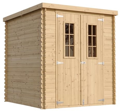 Gartenhaus Holz - Geräteschuppen Holz - Gerätehaus mit Boden Imprägnierte B204xL204xH200 cm/ 3.53 m2 - Fahrrad Schuppen - Gartenhäuser & aufbewahrung Wasserfestes Dach TIMBELA M309C+M309G