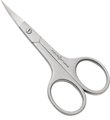 Novel Prime| Stainless Steel Cuticle Scissor with Extra Fine Curved Blade| Nail Scissors for Precise Pointed Tips| Manicure Scissors for Grooming and Eyebrows with Premium Leather Pouch (1 Count)
