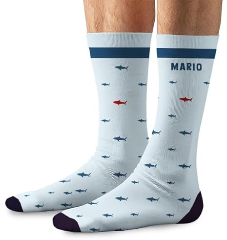 Transparent Gift Calcetines Personalizados con Nombre y Texto Tiburón. Regalos Originales para San Valentín, Cumpleaños. Regalo Original para Hombre, Mujer. Calcetines Divertidos para Regalar.