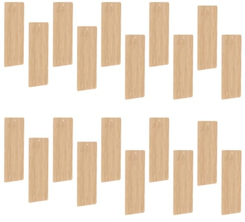 Anneome 20 Stück Diy Lesezeichen Aus Bambusholz Geschenkanhänger Aus Bambus Leeres Lesezeichen Aus Leere en-ornamente -en-tag -en