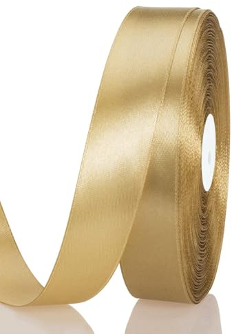 Satinband Gold 15 mm Breit Schleifenband, 91 Meters Geschenkband Stoffband Satin Dekoband Seidenband zum Basteln, Geschenkverpackung, Kunsthandwerk, Geburtstag Hochzeit Taufe Weihnachten Dekoration