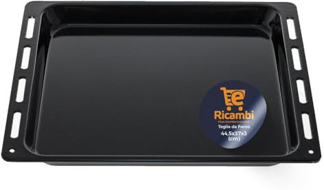 eRicambi® Leccarda Teglia Smaltata Nera per Forno - Compatibile con Candy, Hoover, Haier - Dimensioni 445x370x30 mm - Rivestimento Antiaderente