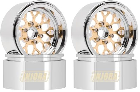 INJORA -9.65mm Offset 1.9 ModuWheel Brass & Aluminum Beadlock Wheels for 1/10 RC Crawlers Upgrade(1904SR)