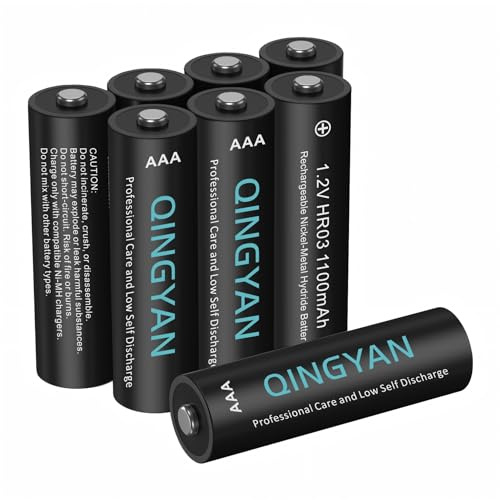 QINGYAN Lot de 8 Piles Rechargeables AAA NiMH Haute capacité, 1100 mAh, 1,2 V, Rechargeables 100 Fois, préchargées