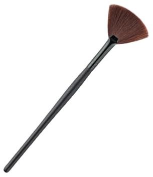 OUNONA Blush Brush Face Powder Brush Single Fan-shaped Black Wooden Handle Brown Bristles Highlighting Contouring Makeup Application Random Color