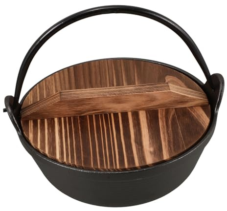 HEMOTON Marmite Fonte Japonaise Pour Cuisine Camping Équipement De Cuisson Plein Air Ustensiles De Cuisine Avec Couvercle