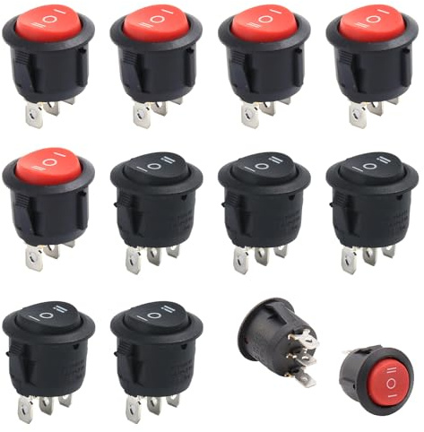10 Interruptores Basculantes 6A 250VAC 10A 125VAC En 3 Posiciones 3 Pines, Mini Interruptor Redondo, Encendido Y Apagado, Empotrable, Conmutador Palanca On/Off/On Para Coche Moto Electrodomésticos
