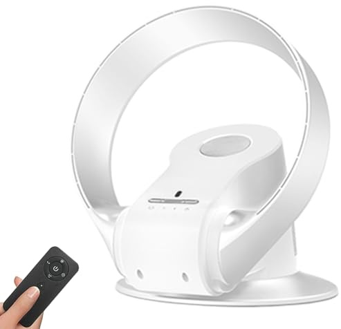 Ventilador de pared sin aspas con control remoto,Ventilador de pared y mesa,Ventilador de torre silencioso pequeño 36cm,Ventiladores sin alas Oscilante 80°,Temporizador(Blanca)