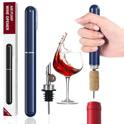 FBBULES Sacacorchos Manual Set, Sacacorchos de Aire a Presión, Abrebotellas Profesional, Boquilla Plegable Automática, Vertedor de Botellas de Acero Inoxidable, Set de Accesorios para Vino