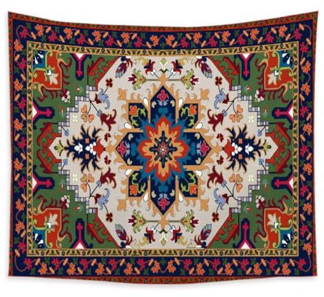 Lmovutcom Tapiz de estilo étnico persa con estampado retro, tapiz grande para sala de estar, techo, fondo del hogar, decoración de pared, tela, toalla de playa