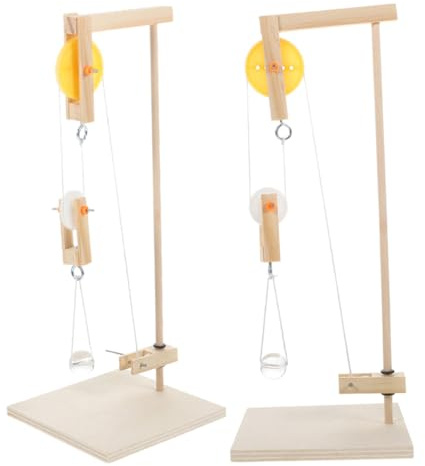 TOBBOMEY 2 Satz Flaschenzug Modellbausatz für Kinder Kunststoff Holz Riemenscheibensystem Physik Lehrmittel für Schülerexperimente und Mint Bildung