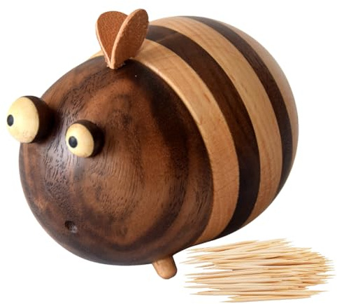 Generisch Dekorative Zahnstocherbox - -Zahnstocherspender | Zahnstocherbox Mit Bienenmotiv | -Zahnstocherhalter-Spender, Für Zahnstocher, Schreibtischdeko Aus Holz