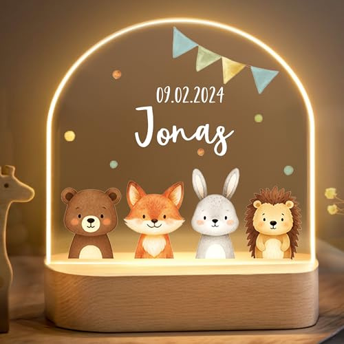 Little Deco Personalisiertes Nachtlicht für Babys - Tiere | Geschenk zur Geburt Junge - Personalisiertes Babygeschenk Geschenk zur Taufe - Kinderzimmer Deko