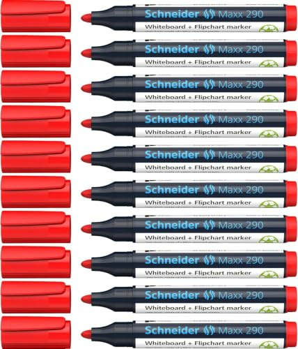 Schneider Maxx 290 Marker (Für Whiteboards und Flipcharts, Strichstärke: 2-3 mm) 10er Packung rot