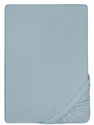 biberna Premium Frottee-Stretch Spannbetttuch 180x200-200x200 cm blau | 80% Baumwolle, 20% Polyester | Spannbettlaken bügelfrei, weich & Rundumgummizug | Oeko-TEX Zertifiziert | Modell 0012344