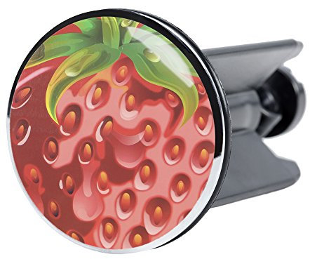 Sanilo Waschbeckenstöpsel Strawberry, schöner Stöpsel für das Waschbecken, universal mit Motiv