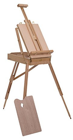 Caballete Soporte Tripode Madera Haya Maleta Plegable Pintor Paleta Incluida