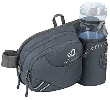WATERFLY Gürteltasche Bauchtasche mit Flaschenhalter Damen und Herren, Atmungsaktiv Sport Hüfttasche für Laufen Radfahren Camping Klettern Reisen Wandern Joggen Hundetraining