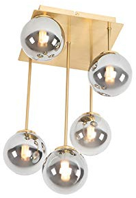 Qazqa Landhaus Deckenleuchte, Deckenlampe - Athens - Gold, Rund, 5-flammig, 25.5cm, Ideal als Flur, Schlafzimmerlampe und Wohnzimmerlampe