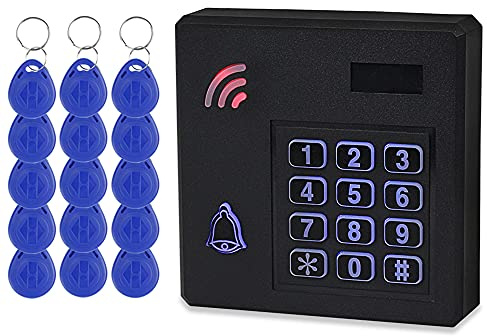 KUMU Tastiera di Controllo Accessi Wiegand26 Impermeabile IP68 per Esterni RFID, Supporto come Testina di Lettura Esterna+15 Etichette per Telecomandi RFID per Casa/Ufficio