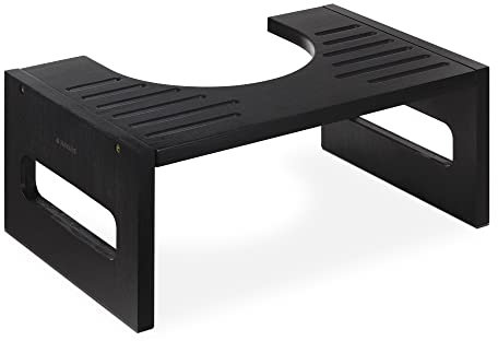 Navaris Bambus Toilettenhocker WC Hocker - Toiletten Fußbank aus Holz - Anti Verstopfung - Fußstütze für Erwachsene und Kinder - Klohocker antibakteriell - schwarz