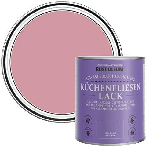 Rust-Oleum Pink Water-Resistant Kitchen Tile Paint in Gloss Finish - Dusky Pink 750ml
