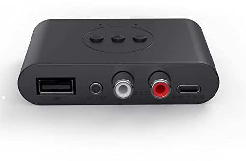 Extensor Bluetooth Inalámbrico NFC, Receptor Bluetooth 5.2 3.5mm 2RCA Jack Soporte U Disco Reproducción USB Bluetooth Adaptador de Sonido para Altavoces de Automóvil
